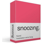 Snoozing - Flanel - Hoeslaken - Extra Hoog - 90/100 X220 - Fuchsia - Roze