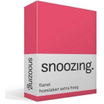 Snoozing - Flanel - Hoeslaken - Extra Hoog - 120x200 - Fuchsia - Roze