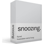 Snoozing - Flanel - Hoeslaken - Extra Hoog - 140x200 - - Grijs