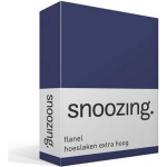 Snoozing - Flanel - Hoeslaken - Extra Hoog - 80/90 X200 - Navy - Blauw
