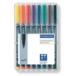 Staedtler Ohp-marker Lumocolor Permanent Geassorteerde Kleuren, Box Met 8 Stuks, Medium 1 Mm - Wit