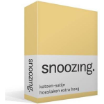 Snoozing - Katoen-satijn - Hoeslaken - Extra Hoog - 200x220 - - Geel