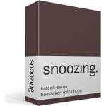 Snoozing - Katoen-satijn - Hoeslaken - Extra Hoog - 160x200 - - Bruin