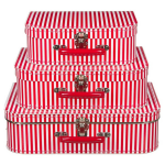 Kinderkoffertje Met Witte Strepen 25 Cm - Rood