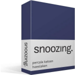 Snoozing - Hoeslaken -100x220 - Percale Katoen - Navy - Blauw