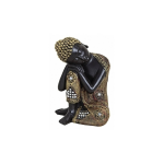 Beeldje Slapende Boeddha/goud 17 Cm - Zwart