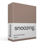 Snoozing - Laken - Lits-jumeaux - Percale Katoen - 240x260 - Taupe - Bruin