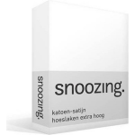 Snoozing - Katoen-satijn - Hoeslaken - Extra Hoog - 90x200 - - Wit