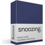 Snoozing - Katoen-satijn - Hoeslaken - Extra Hoog - 80x220 - Navy - Blauw
