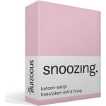 Snoozing - Katoen-satijn - Hoeslaken - Extra Hoog - 80x220 - - Roze