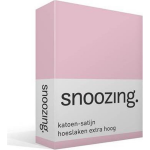 Snoozing - Katoen-satijn - Hoeslaken - Extra Hoog - 140x220 - - Roze