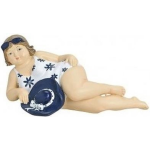 Beeld Dikke Dame 20 Cm In/zwart Badpak - Wit