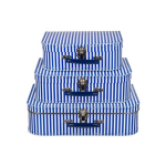 Kinderkoffertje Met Witte Strepen 25 Cm - Blauw