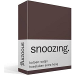 Snoozing - Katoen-satijn - Hoeslaken - Extra Hoog - 200x220 - - Bruin