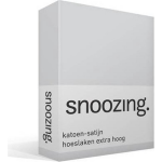 Snoozing - Katoen-satijn - Hoeslaken - Extra Hoog - 90x220 - - Grijs