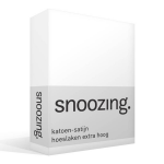 Snoozing - Katoen-satijn - Hoeslaken - Extra Hoog - 140x200 - - Wit