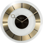 Nextime Wandklok Dia. 31 Cm, Glas, Goud, 'Retro' - Wit