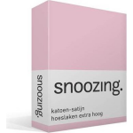 Snoozing - Katoen-satijn - Hoeslaken - Extra Hoog - 90x220 - - Roze