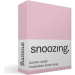 Snoozing - Katoen-satijn - Hoeslaken - Extra Hoog - 150x200 - - Roze