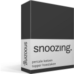 Snoozing Percale Katoen Topper Hoeslaken - 100% Percale Katoen - 1-persoons (70x200 Cm) - Antraciet - Grijs