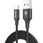 Baseus Geweven Nylon USB naar USB-C Fast Charge Kabel met LED-lamp 2 meter - Grijs