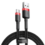 Baseus Geweven Nylon USB naar USB-C Fast Charge Kabel 0.5M - Gris