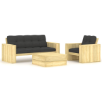 Vidaxl 3-delige Loungeset Met Kussens Geïmpregneerd Grenenhout