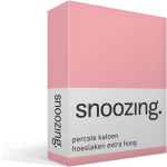 Snoozing - Hoeslaken - Percale Katoen - Extra Hoog - 200x200 - - Roze
