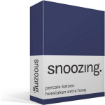 Snoozing - Hoeslaken - Percale Katoen - Extra Hoog - 100x200 - Navy - Blauw