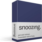 Snoozing - Hoeslaken - Percale Katoen - Extra Hoog - 90x220 - Navy - Blauw