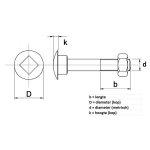 Slotbout RVS A2 m8 x 70mm