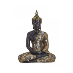 Boeddha Beeld/goud Zittend 27 Cm - Zwart