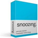 Snoozing - Hoeslaken - Percale Katoen - Extra Hoog - 200x200 - - Turquoise