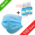 Medical Mondkapjes Type IIR - 100 Stuks + 2x gratis 100ml handgel (BFE >98% + vochtdeeltjes)