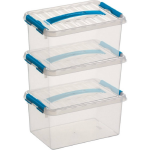 3x Kunststof Stapelbare Opbergbak 6 Liter 30 X 20 X 14 Cm - Opbergbox - Blauw