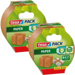 2x Tesae Verpakkingstape Milieuvriendelijk 25 Mtr X 38 Mm - Tape (Klussen) - Bruin