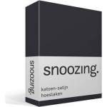 Snoozing - Katoen-satijn - Hoeslaken - 140x220 - Antraciet - Grijs