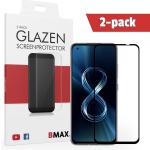 2-pack Bmax Asus Zenfone 8 Screenprotector - Glass - Full Cover 2.5d - Black