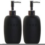 Set Van 2x Stuks Zeeppompjes/zeepdispensers Keramiek 18 Cm - Zeeppompjes - Zwart