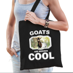 Bellatio Decorations Katoenen Tasje Goats Are Serious Cool - Geiten/ Gevlekte Geit Cadeau Tas - Feest Boodschappentassen - Zwart
