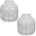 Set Van 2x Stuks Glazen Vaas/vazen Mensa 6,5 Liter Smalle Hals 19 X 21 Cm - Vazen