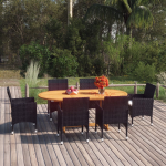 Vidaxl 7-delige Tuinset Poly Rattan - Zwart