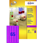 Avery Laseretiket 38,1x21,2mm Fluorrose 100 Vel 65 Etiketten Per Vel - Wit