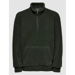 Only & Sons - Sweatshirt van borg met kwart rits in donker - Groen