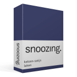 Snoozing - Katoen-satijn - Laken - Eenpersoons - 200x260 - Navy - Blauw