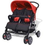 Vidaxl Tweelingkinderwagen Staal En - Rood