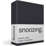 Snoozing - Katoen-satijn - Topper - Hoeslaken - 160x200 - Antraciet - Grijs