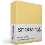 Snoozing - Katoen-satijn - Hoeslaken - Extra Hoog - 160x200 - - Geel