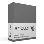 Snoozing - Katoen-satijn - Hoeslaken - Extra Hoog - 160x200 - Antraciet - Grijs