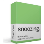 Snoozing - Katoen-satijn - Hoeslaken - Extra Hoog - 200x220 - Lime - Groen